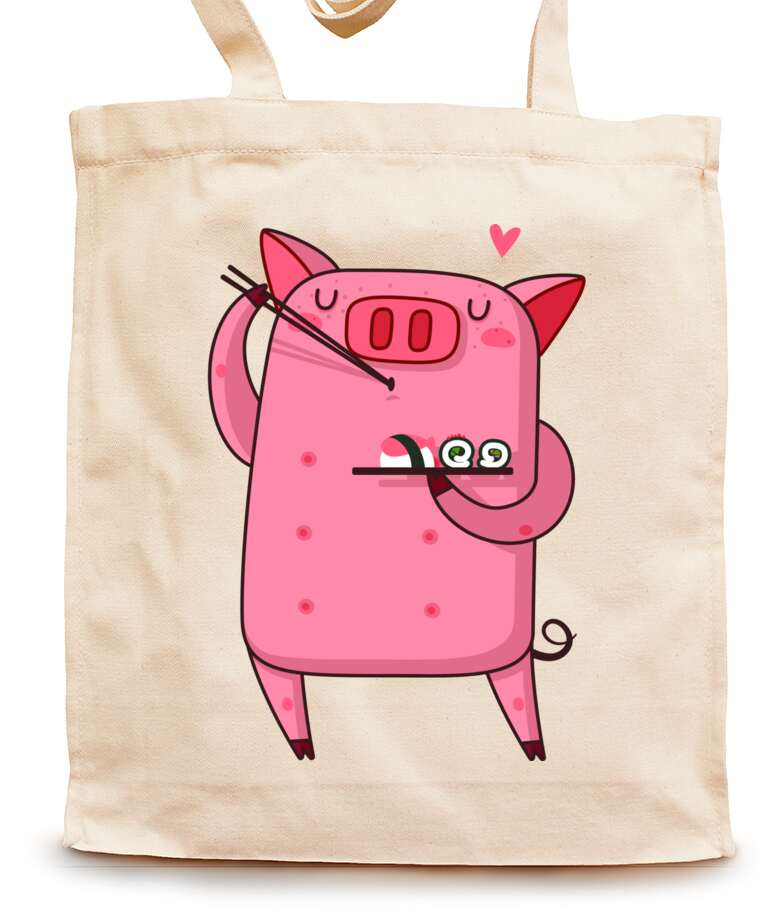 Shopping bags Pig and sushi
