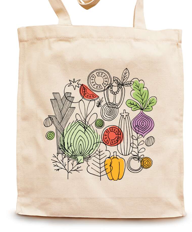 Shopping bags Vegetables round composition