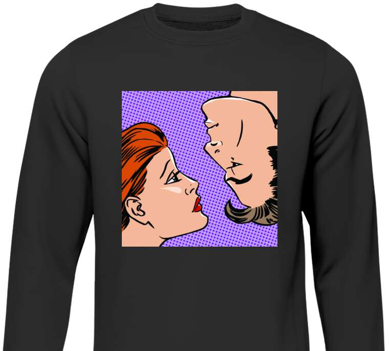 Sweatshirts Face man and woman in the style of a comic book