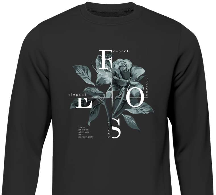Sweatshirts Rose and lettering monochrome
