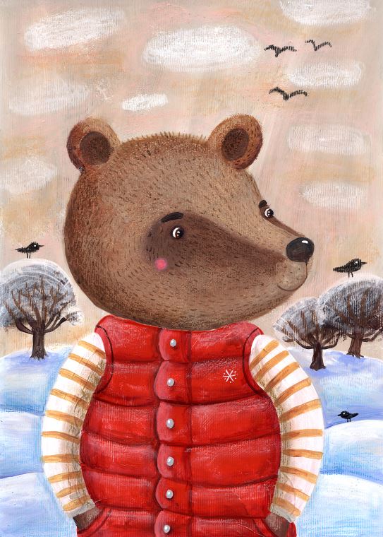 Купить и печать на заказ Картины Медведь в красной жилетке