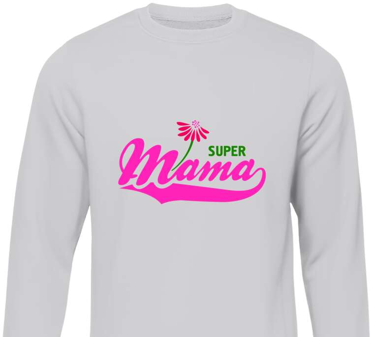 Sweatshirts Super mama inscription and flower