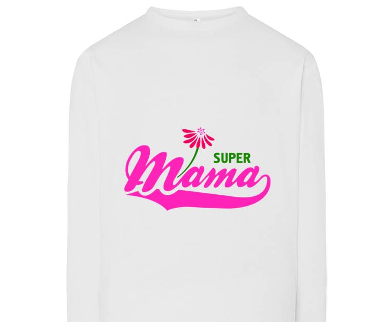 Лонгсливы Надпись Super mama и цветок