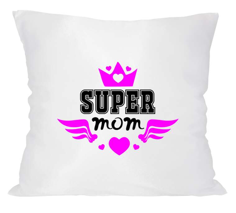Подушки Super mom черный и розовый