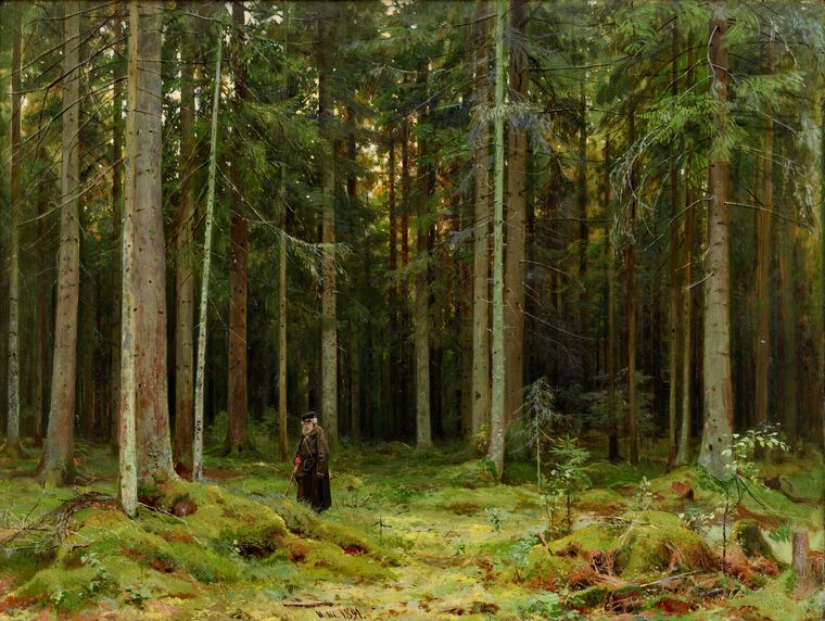 Reproduction paintings In the forest of Countess Mordvinova. Peterhof
