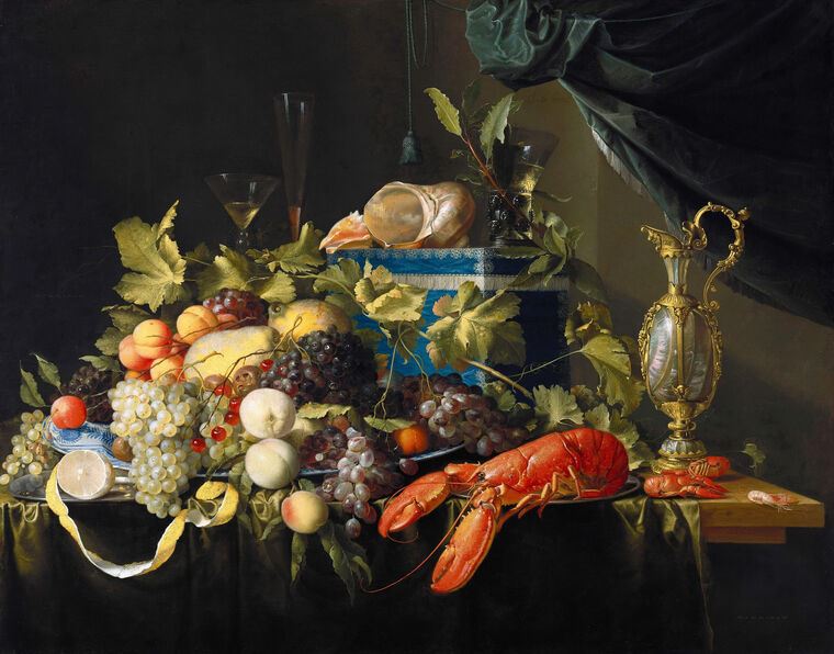Репродукции картин Натюрморт с фруктами и лобстером