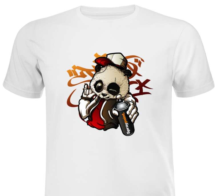 Майки, футболки Graffiti panda with a can of paint