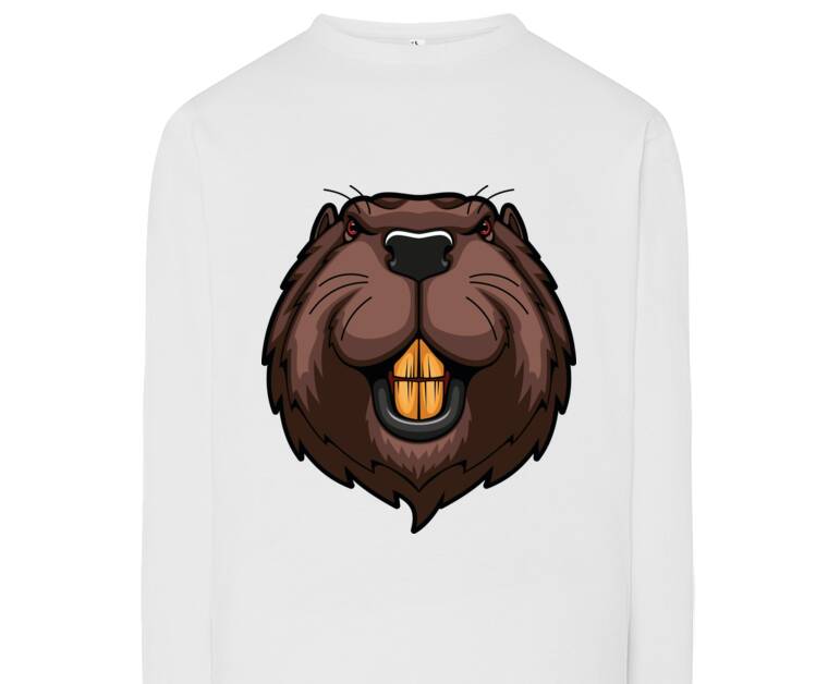 Лонгсливы Portrait of a beaver logo with powerful teeth Лонгсливы Portrait of a beaver logo with powerful teeth