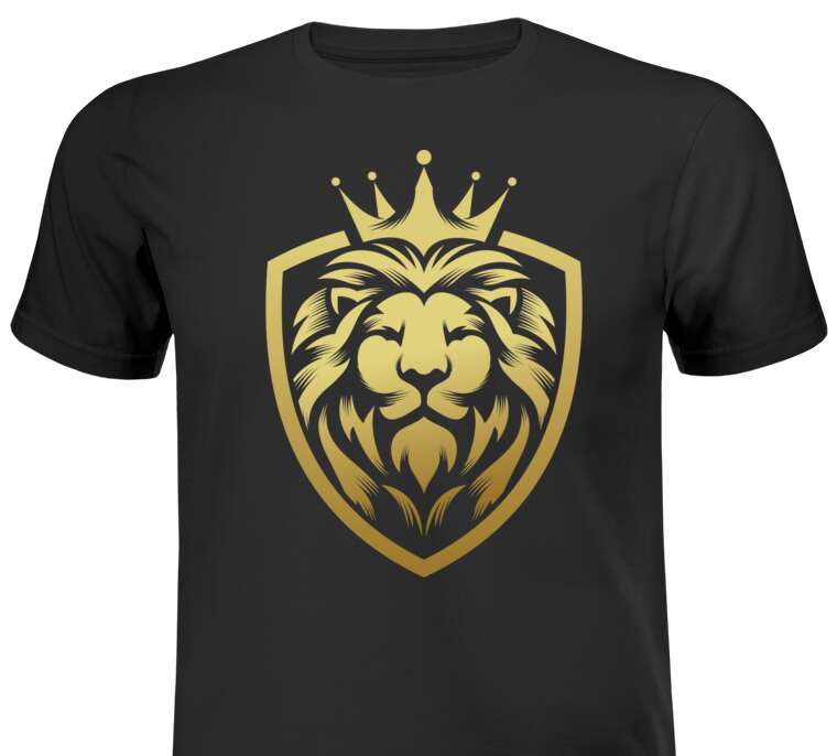 Майки, футболки Золотой логотип Лев в короне в форме герба щита