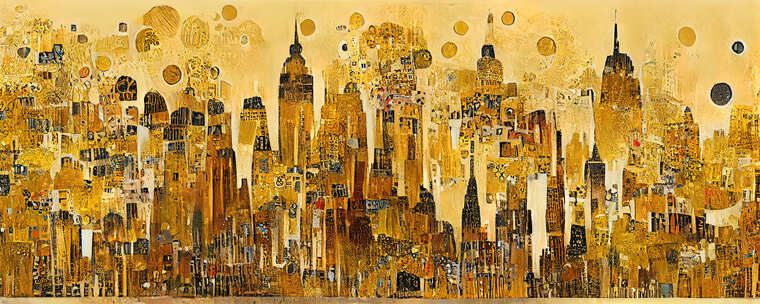 Репродукции картин Urban landscape in the style of Gustav Klimt
