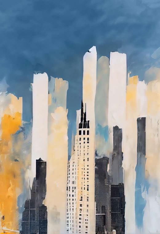 Paintings Skyscrapers against the blue sky