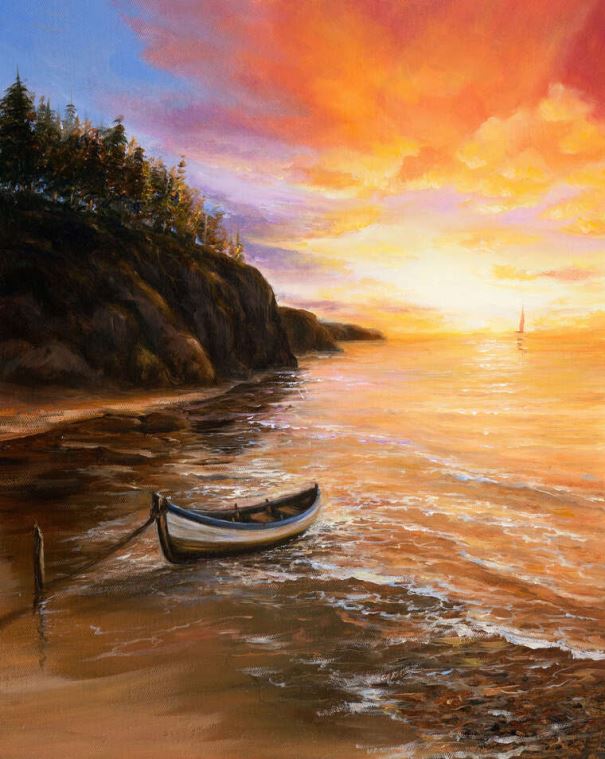 Reproduction paintings Sunset over the ocean