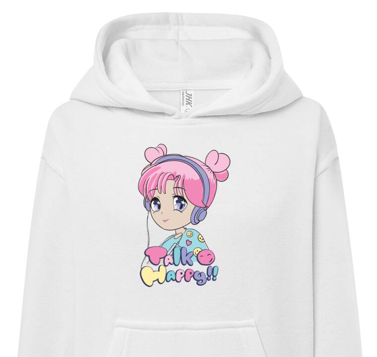 Толстовки, худи детские Anime girl wearing headphones with inscriptions