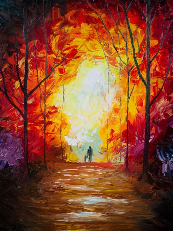 Репродукции картин Two people in a colorful forest