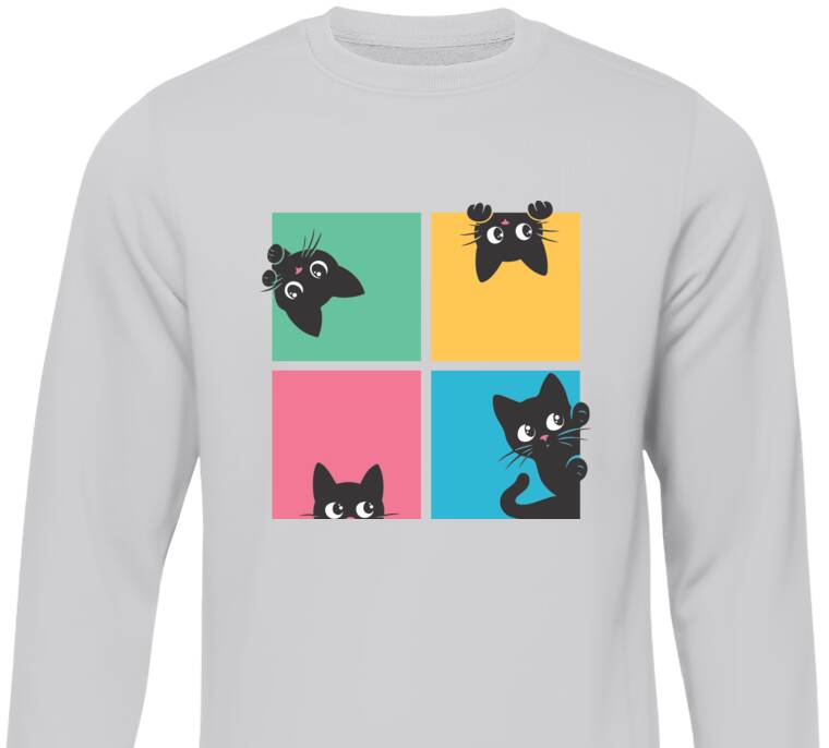 Свитшоты  Котята на ярких квадратах