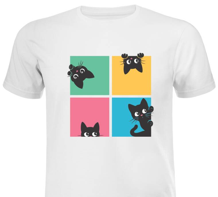 Майки, футболки промо  Котята на ярких квадратах