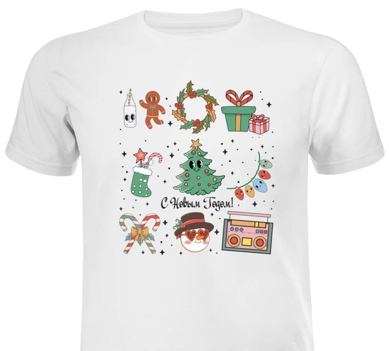 Майки, футболки с принтом  Новогодний стикерпак