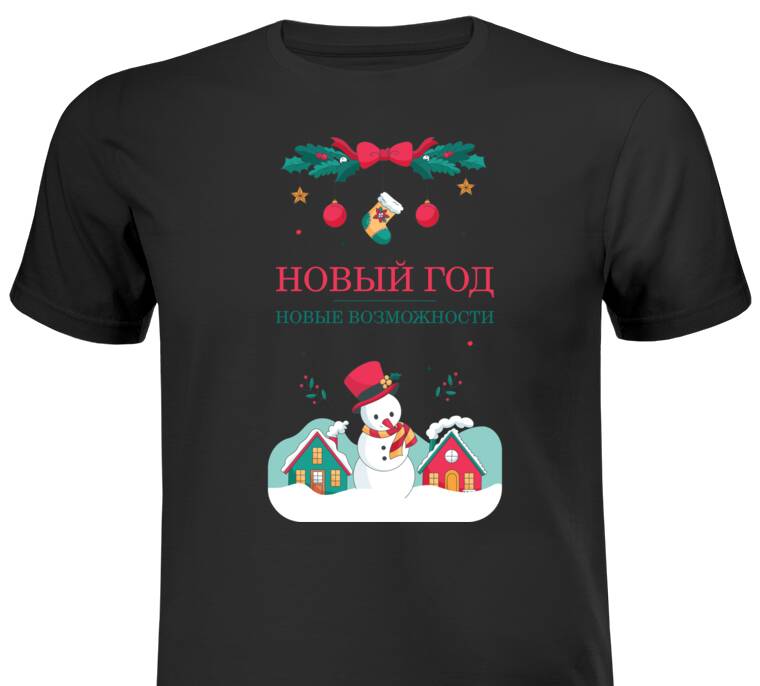 Майки, футболки с принтом  Праздничный снеговик