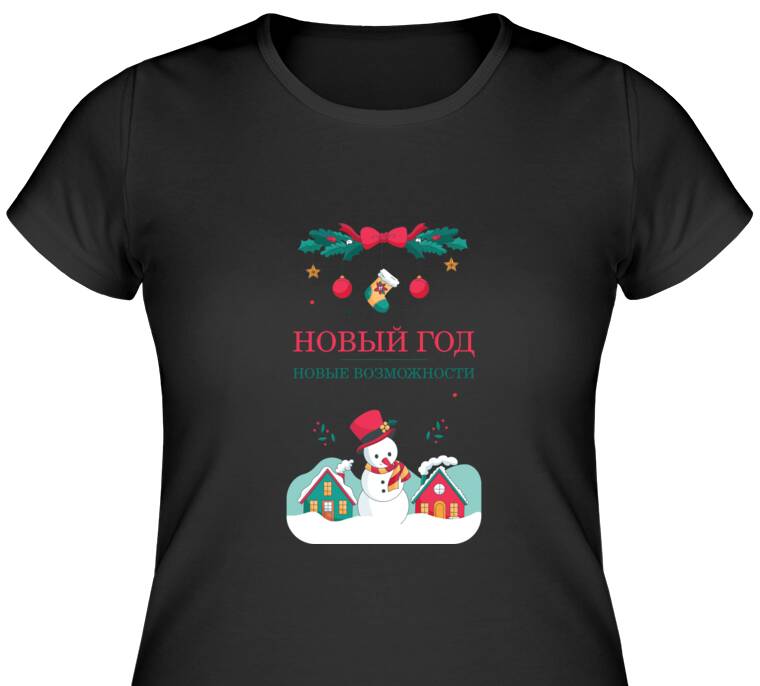 Майки, футболки женские  Праздничный снеговик