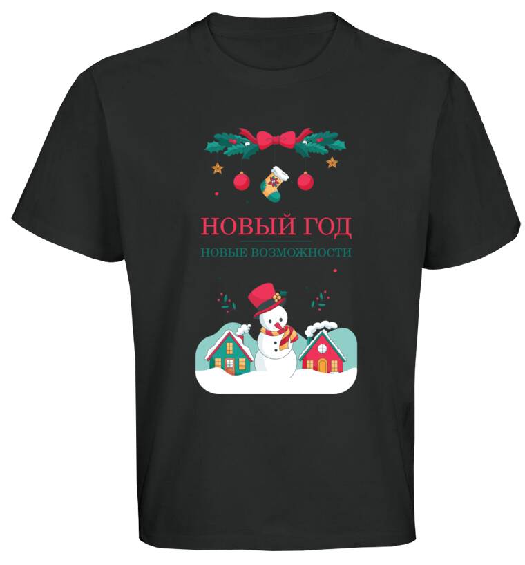 Майки, футболки оверсайз  Праздничный снеговик