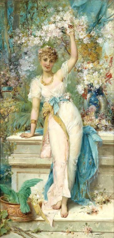 Картины на холсте Красавица в цветущем саду