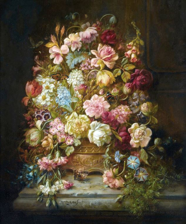 Картины на подрамнике Still life with flowers in a jardiniere