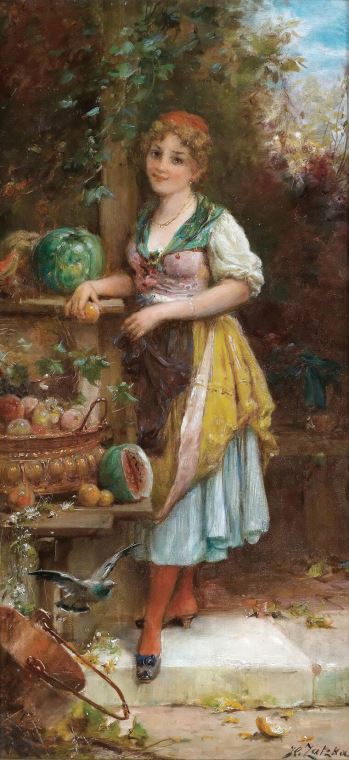 Картины, фото с паспарту Fruit seller