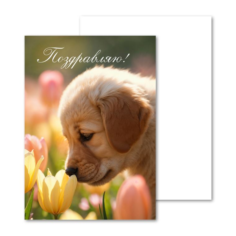 Открытки мини, карточки В тюльпанах