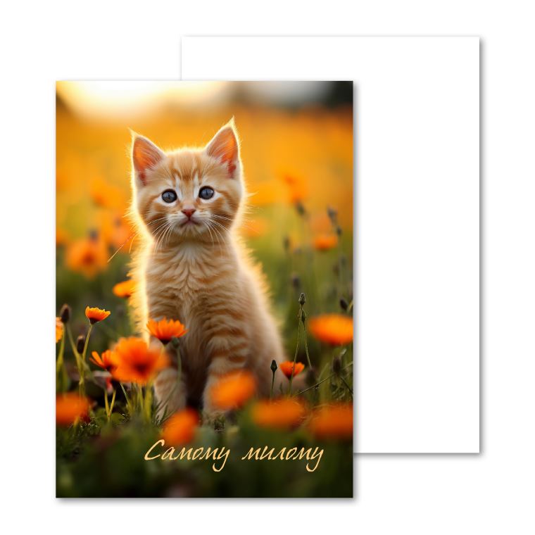 Открытки мини, карточки Рыжий котёнок