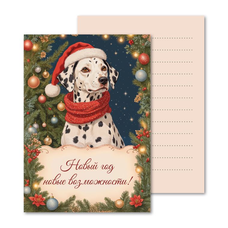 Открытки мини, карточки Далматинец в шапке