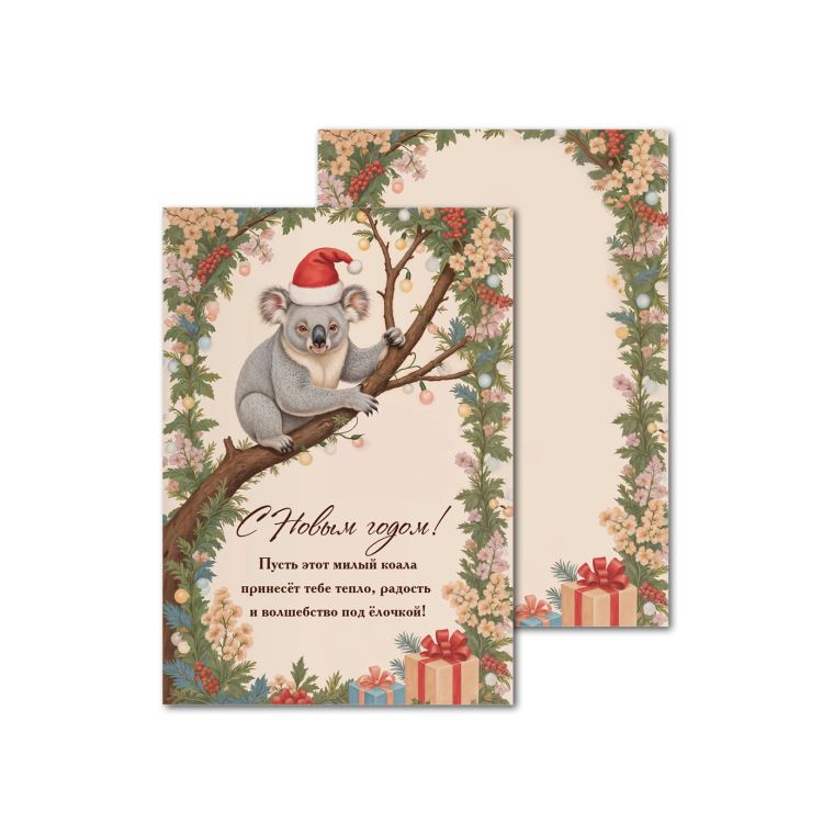 Открытки офсетные Новогодняя коала