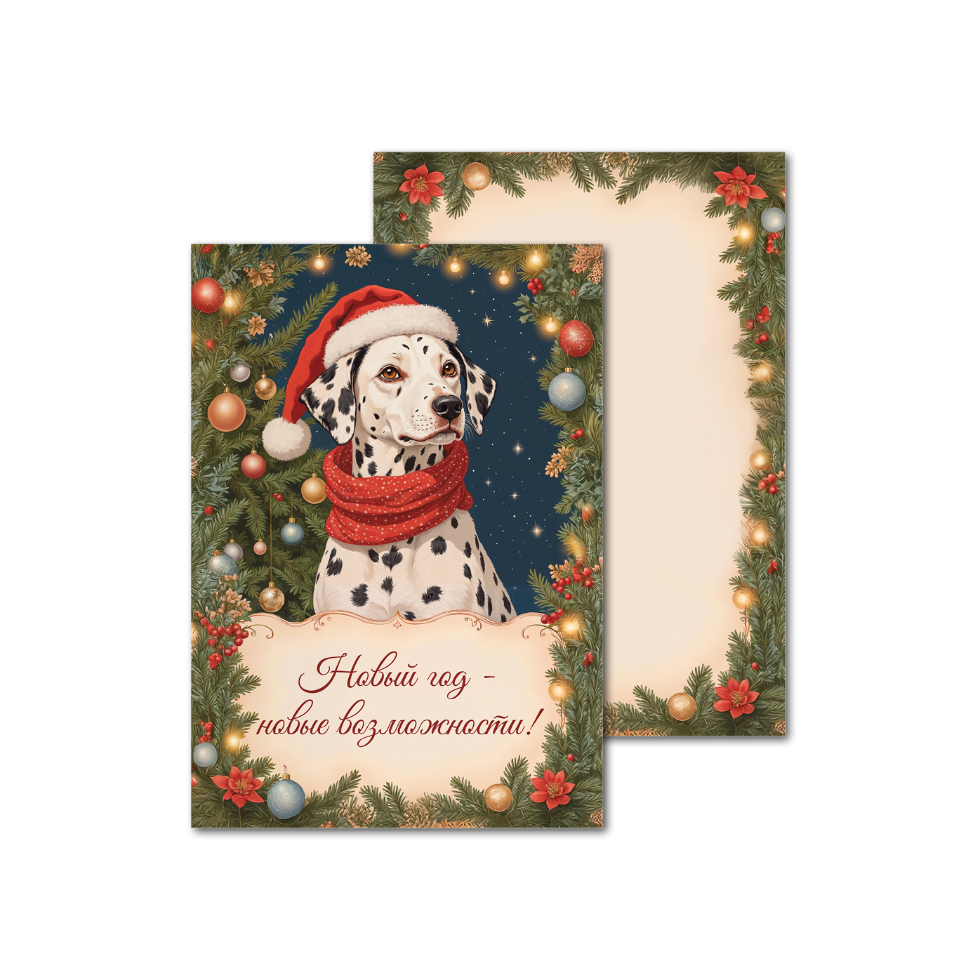 Открытки двухсторонние стандартные Далматинец в шапке