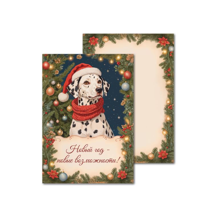 Открытки офсетные Далматинец в шапке