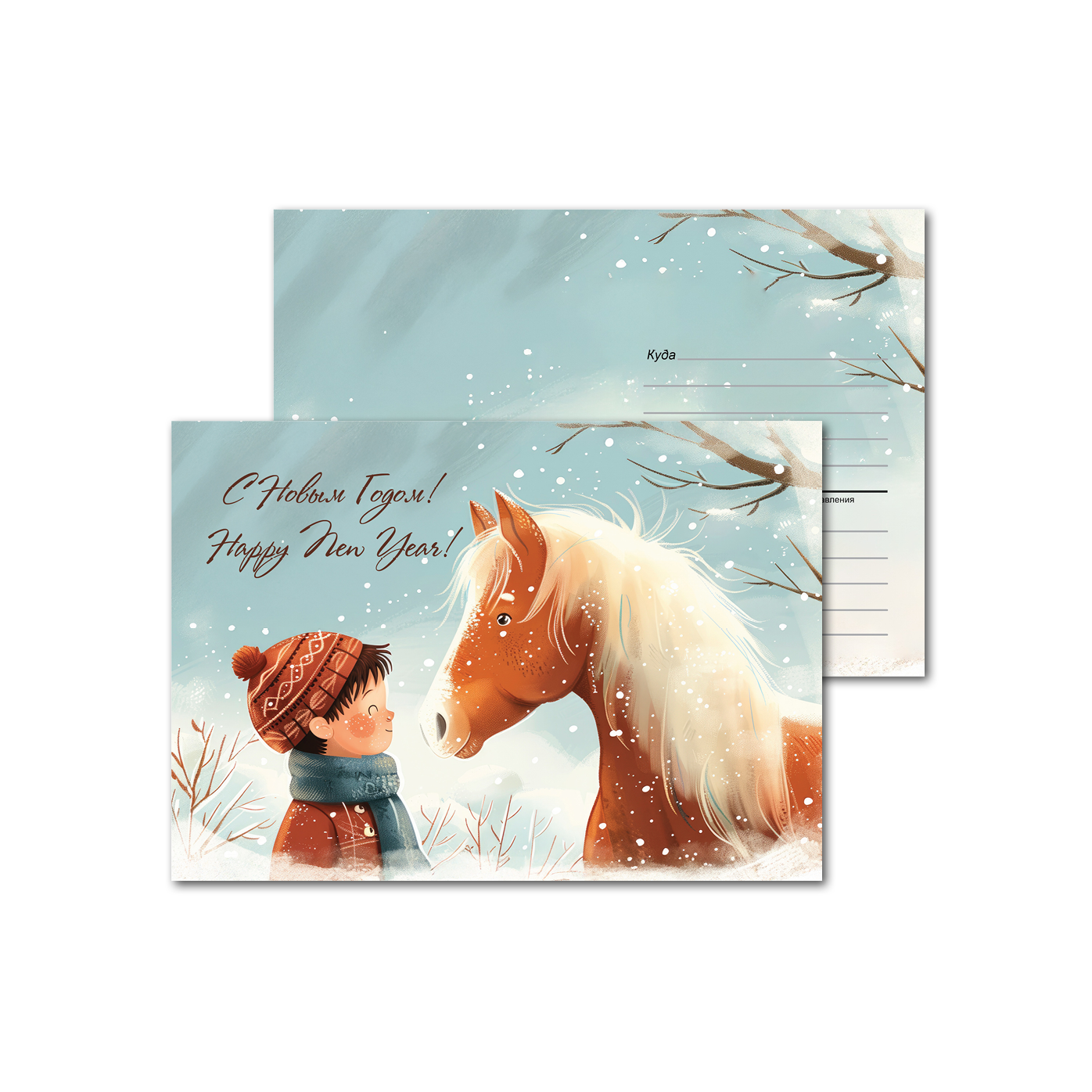 Открытки почтовые, для посткроссинга Мальчик и лошадь