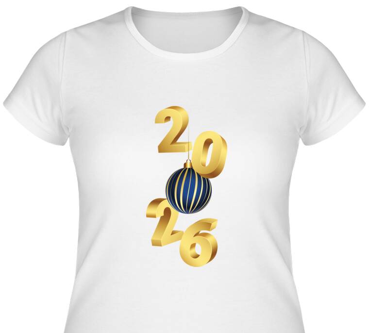 Майки, футболки женские Новогодний шар 2026 Майки, футболки женские Новогодний шар 2026