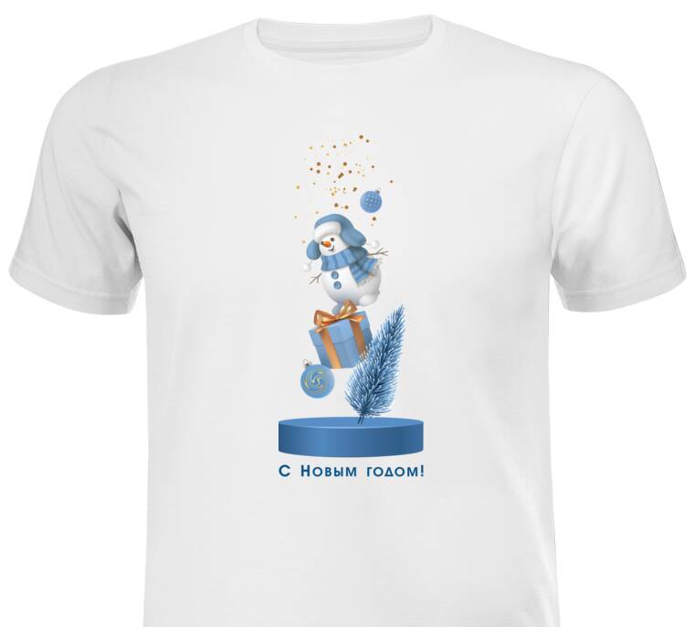 Майки, футболки больших размеров Снеговик ёлка подарок