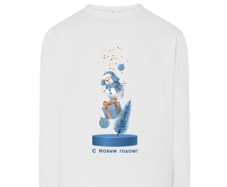 Лонгсливы Snowman Christmas tree gift