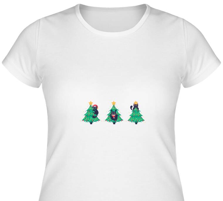 Майки, футболки женские Коты в ёлках Майки, футболки женские Коты в ёлках