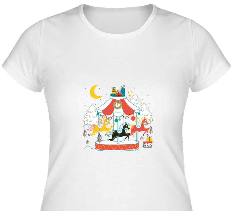 Майки, футболки женские Карусель с лошадками Майки, футболки женские Карусель с лошадками