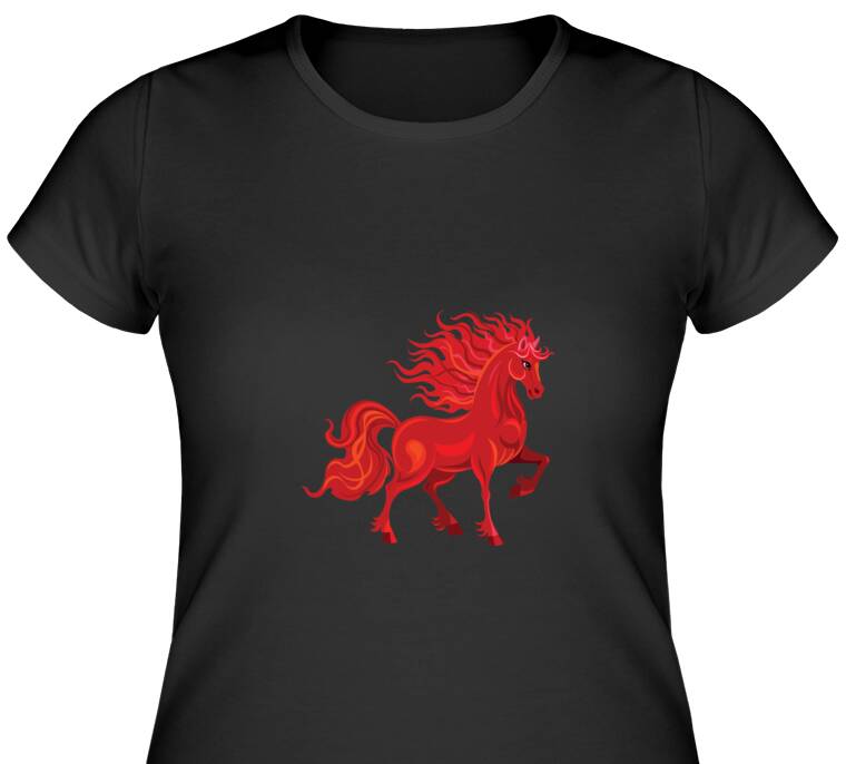 Майки, футболки женские Красная лошадь Майки, футболки женские Красная лошадь