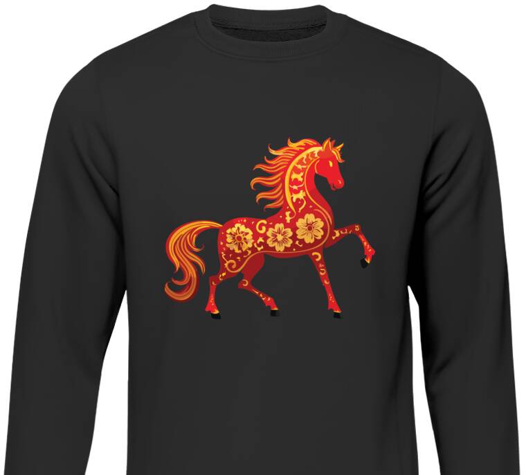 Свитшоты Лошадь хохлома Свитшоты Лошадь хохлома