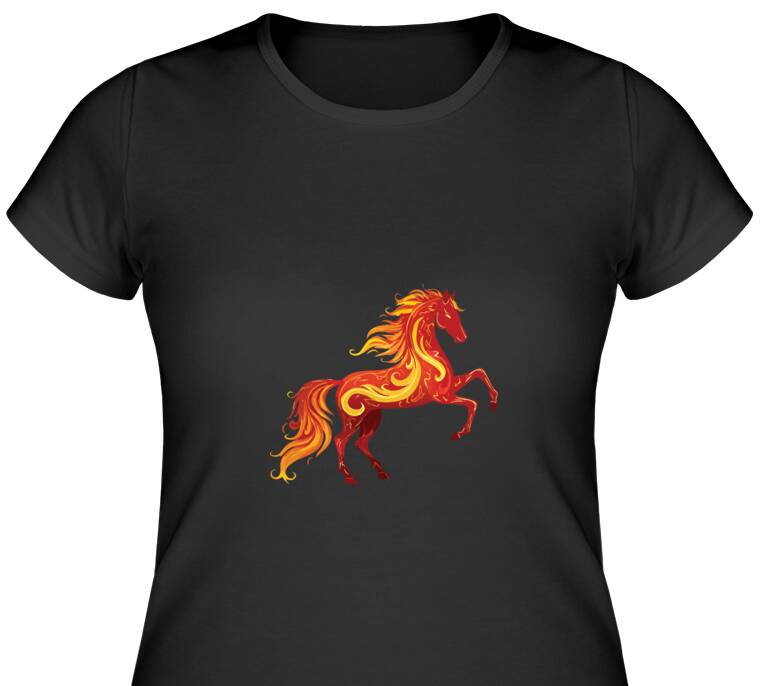 Майки, футболки женские Лошадь узоры пламени Майки, футболки женские Лошадь узоры пламени