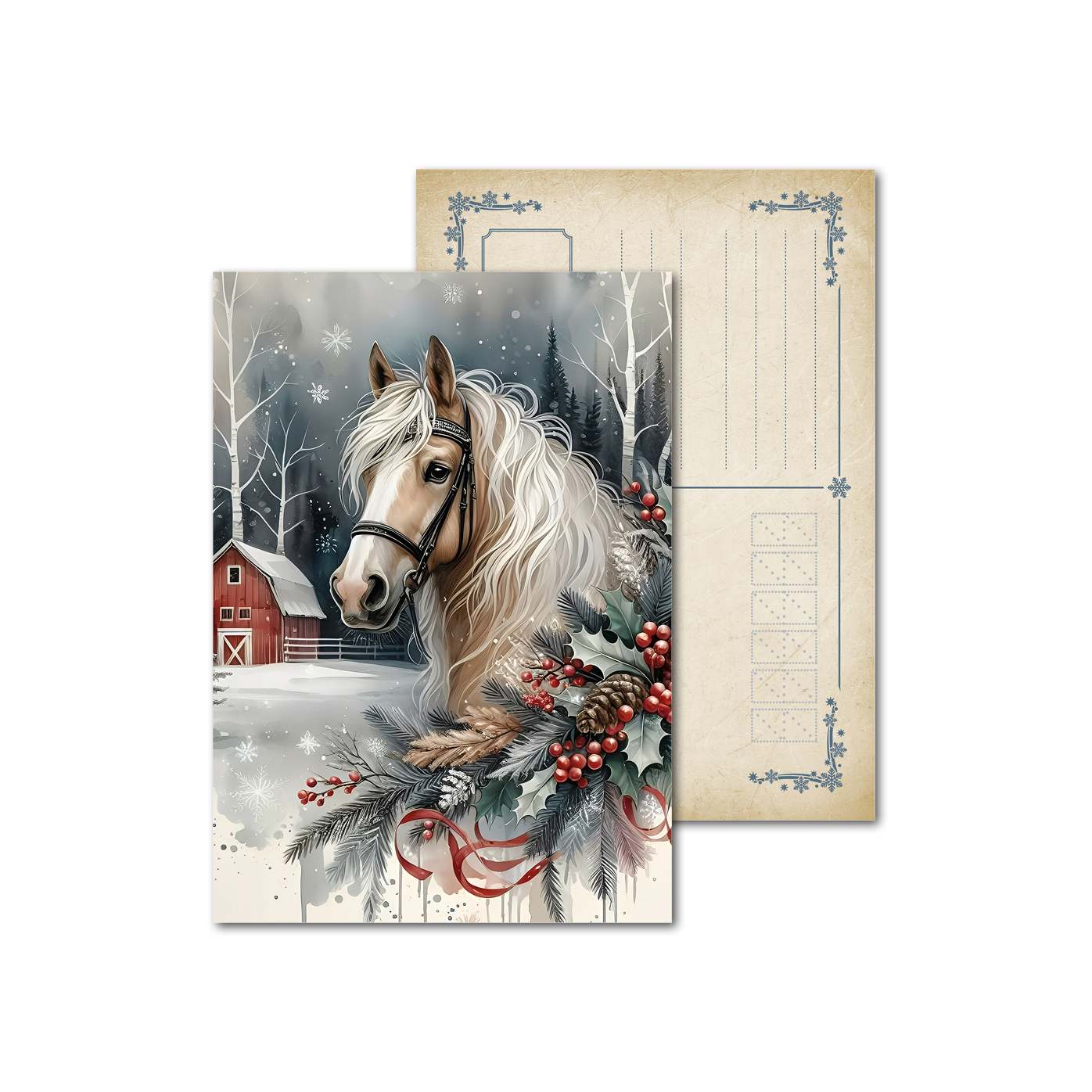 Открытки почтовые, для посткроссинга Лошадь в зимнем пейзаже Открытки почтовые, для посткроссинга Лошадь в зимнем пейзаже