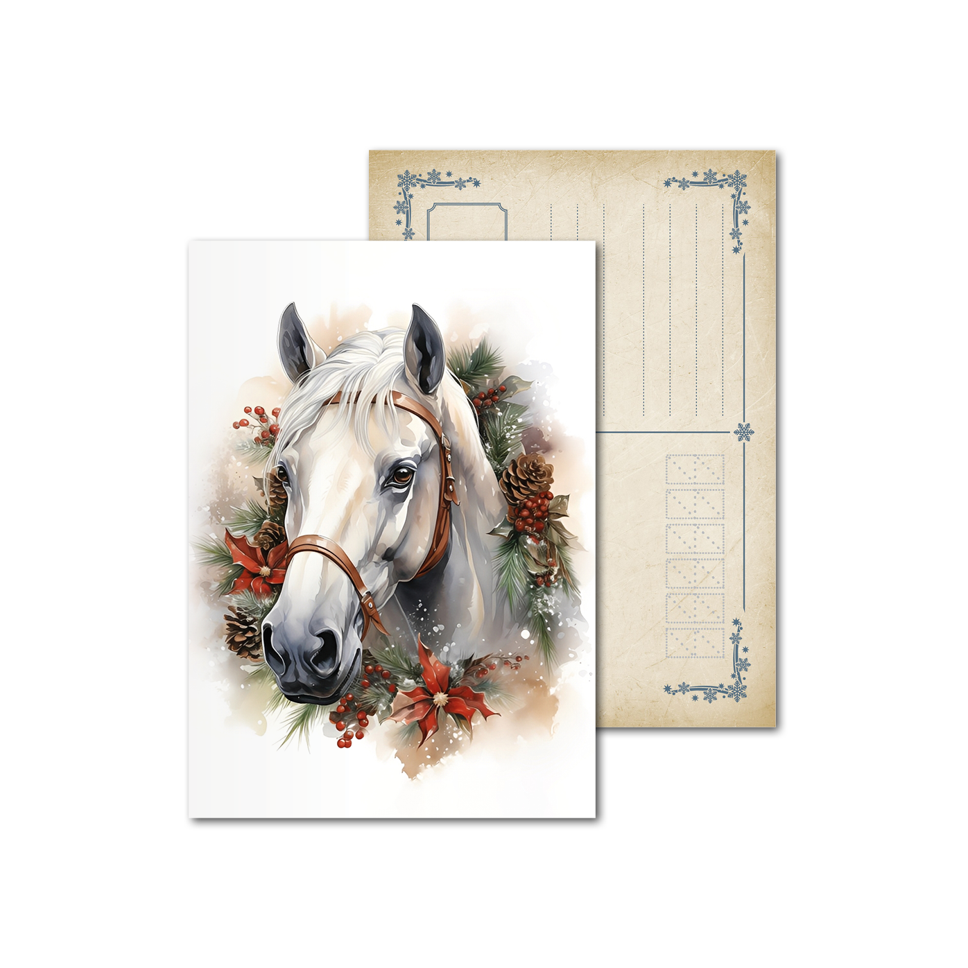 Открытки почтовые, для посткроссинга Портрет рождественская лошадь Открытки почтовые, для посткроссинга Портрет рождественская лошадь