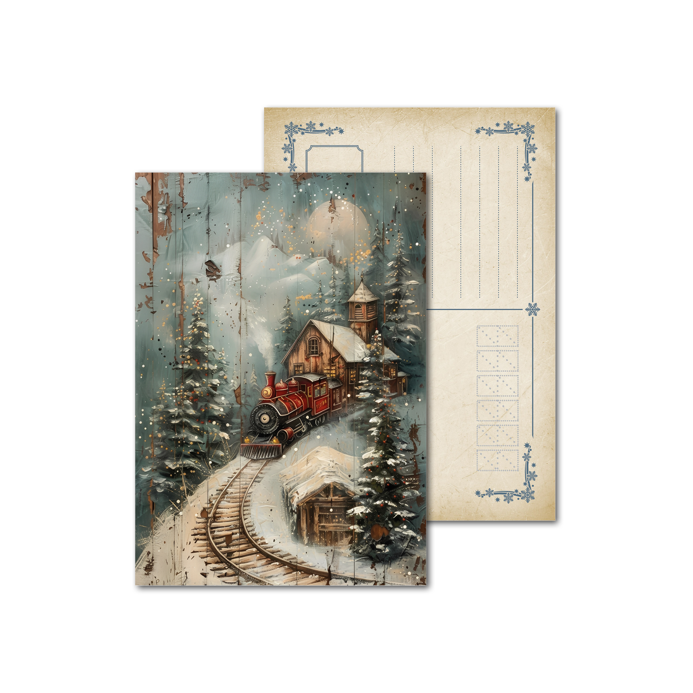 Открытки почтовые, для посткроссинга Рождественский ретро поезд Открытки почтовые, для посткроссинга Рождественский ретро поезд