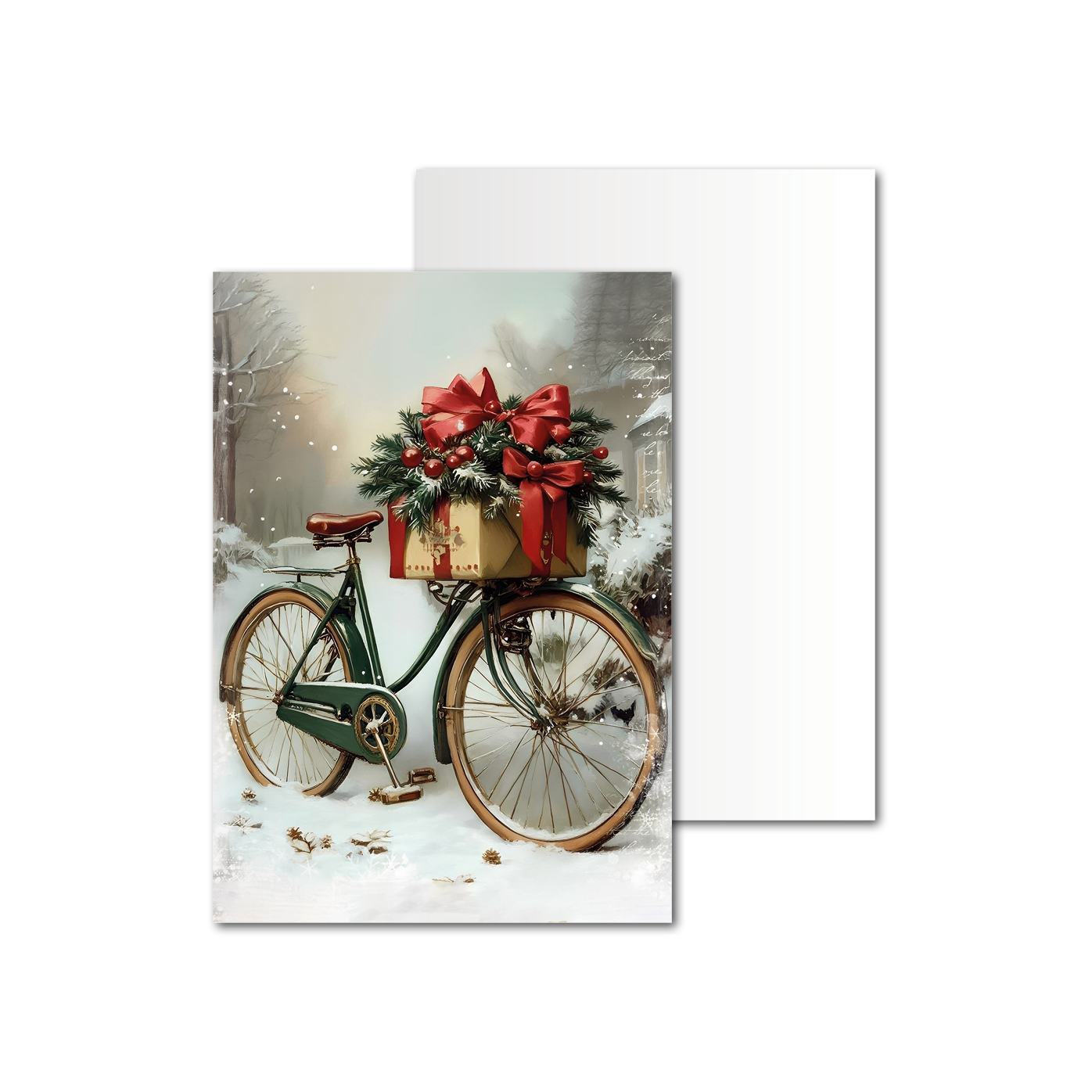 Открытки односторонние Новогодний ретро велосипед Открытки односторонние Новогодний ретро велосипед