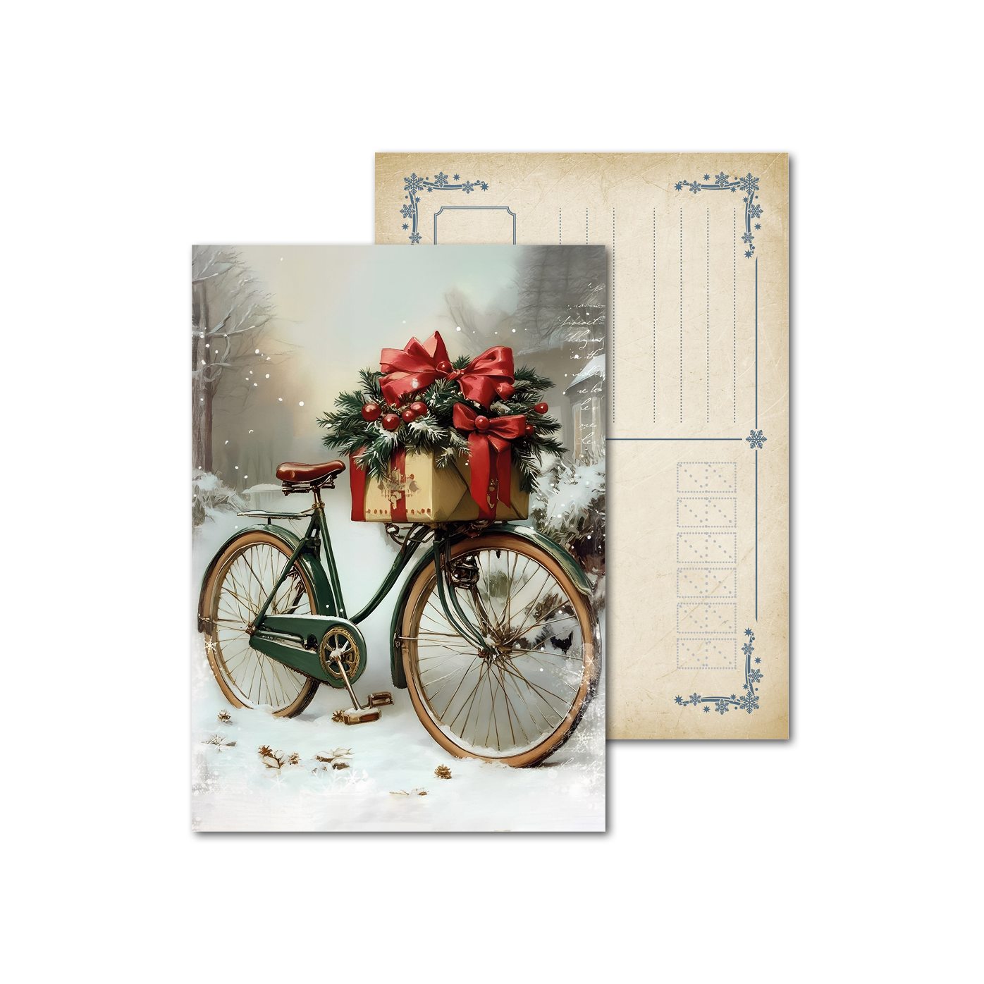 Открытки почтовые, для посткроссинга Новогодний ретро велосипед Открытки почтовые, для посткроссинга Новогодний ретро велосипед