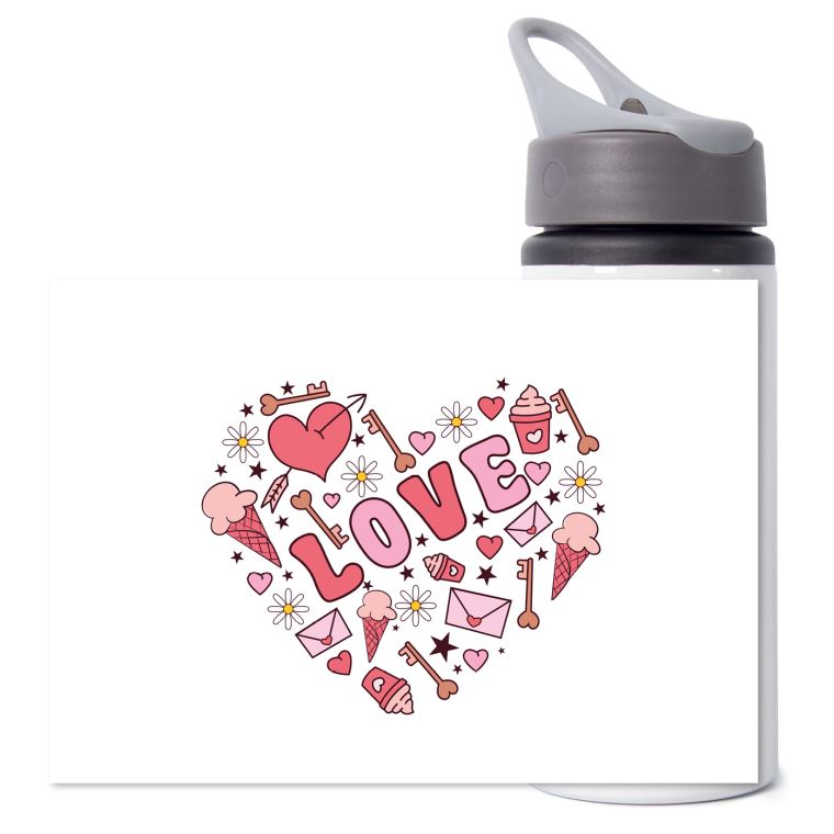 Бутылки для воды спортивные Любовь стикерпак