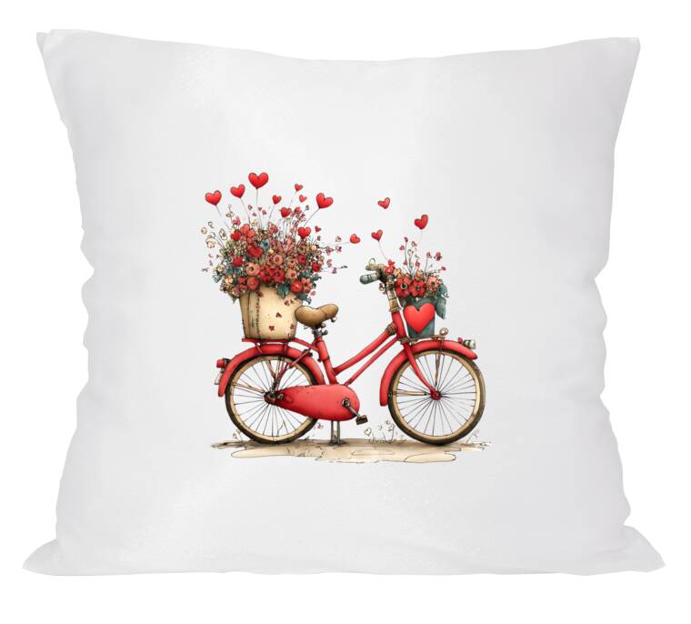 Подушки Велосипед с сердечками