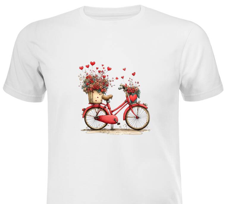 Майки, футболки белые Велосипед с сердечками